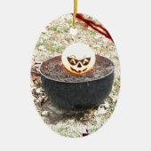 Beängstigender Halloween-Kürbis Keramikornament (Vorne)