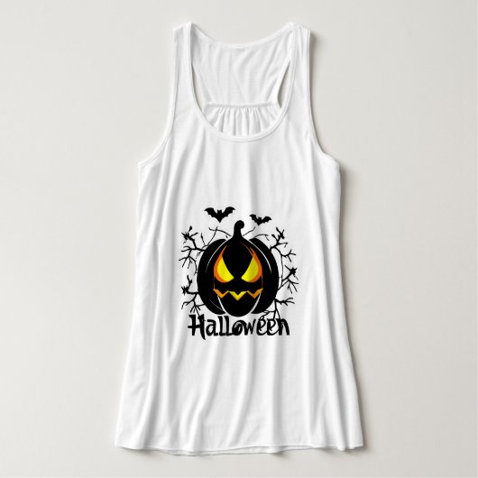 Beängstigender Halloween-Kürbis Tank Top (Design Vorderseite)