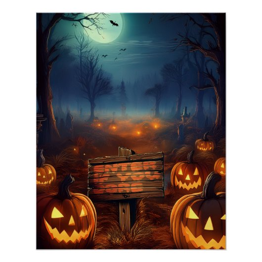 Beängstigender Halloween-Kürbispfch Poster (Vorderseite)