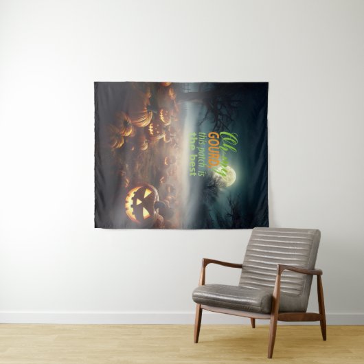 Beängstigender Halloween-Kürbispfch Wandteppich (Beispiel (Horizontal))