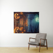 Beängstigender Halloween-Kürbispfch Wandteppich (Beispiel (Horizontal))