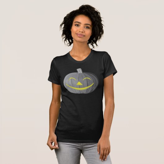 Beängstigender Halloween Pumpkin Schwarz-Weiß-T - T-Shirt (Vorne ganz)