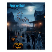 Beängstigender Halloween Spuk Town Trick oder Tref Poster (Vorderseite)