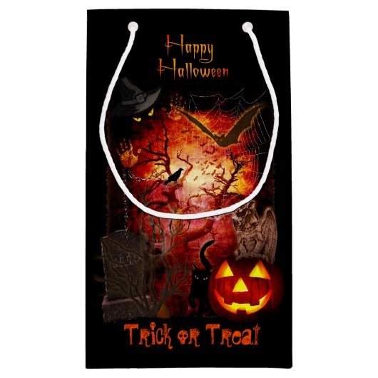 Beängstigender Halloween-Trick oder Treat-Geschenk Kleine Geschenktüte (Rückseite)