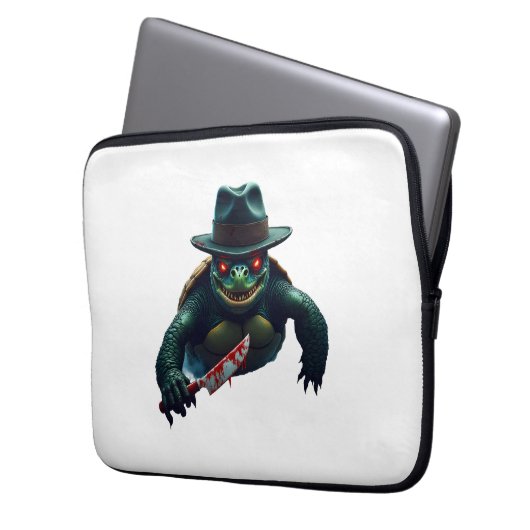 Beängstigender Halloween Turtle T - Shirt Laptopschutzhülle (Vorderseite Links)