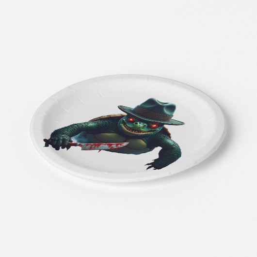 Beängstigender Halloween Turtle T - Shirt Pappteller (Schrägansicht)