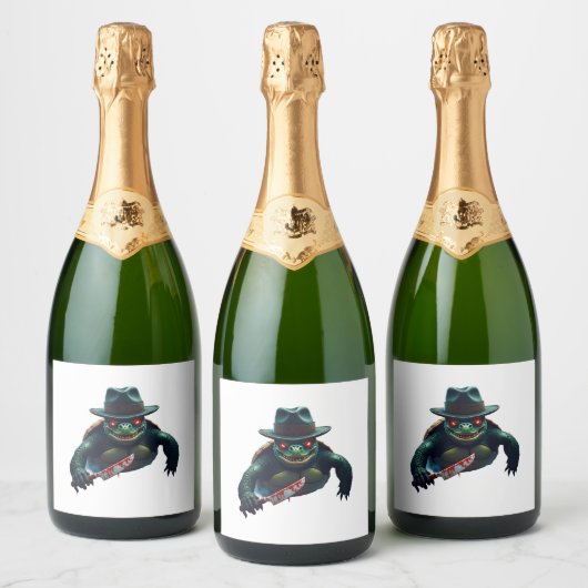 Beängstigender Halloween Turtle T - Shirt Schaumweinetikett (Flaschen)