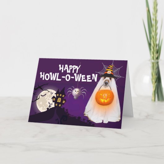 Beängstigender Hundeschlitten-o-Ween Karte (Vorderseite)