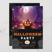 Beängstigender Jack-O' Lantern Forest Halloween Einladung (Vorne/Hinten)