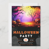 Beängstigender Jack-O' Lantern Full Moon Halloween Einladung (Vorderseite)