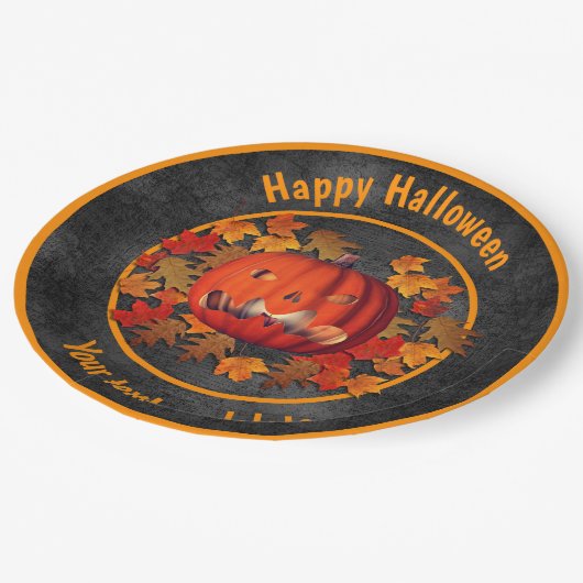 Beängstigender Jack- O' Lantern Personalisiertes H Pappteller (Schrägansicht)