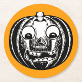 Beängstigender Jack-o-Lantern-Rundpapier-Untersetz Runder Pappuntersetzer (Vorderseite)