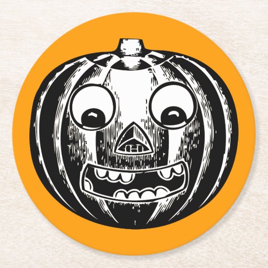 Beängstigender Jack-o-Lantern-Rundpapier-Untersetz Runder Pappuntersetzer (Vorderseite)