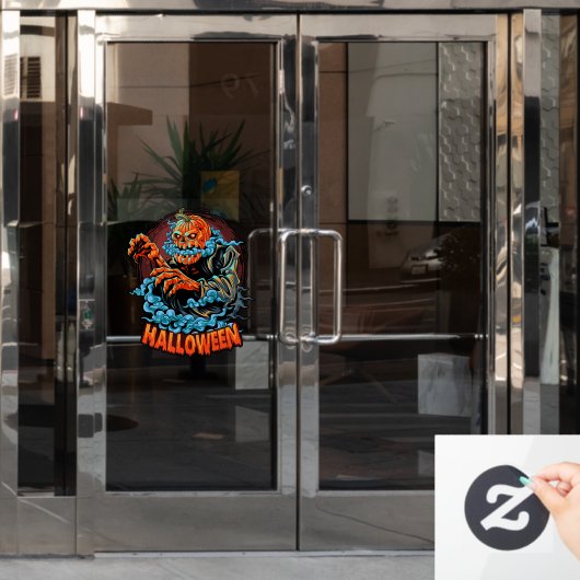 Beängstigender Jack-o-Laterne-Bubbling-Kopf Fensteraufkleber (Büro Tür)