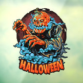 Beängstigender Jack-o-Laterne-Bubbling-Kopf Fensteraufkleber (Blatt 3)