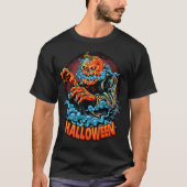 Beängstigender Jack-o-Laterne-Bubbling-Kopf T-Shirt (Vorderseite)