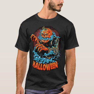Beängstigender Jack-o-Laterne-Bubbling-Kopf T-Shirt