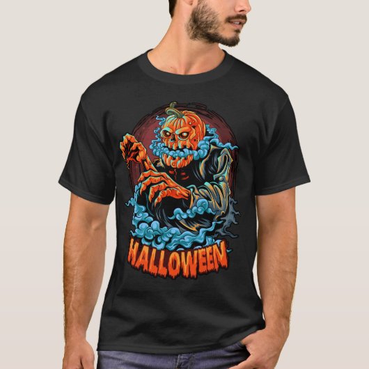 Beängstigender Jack-o-Laterne-Bubbling-Kopf T-Shirt (Vorderseite)