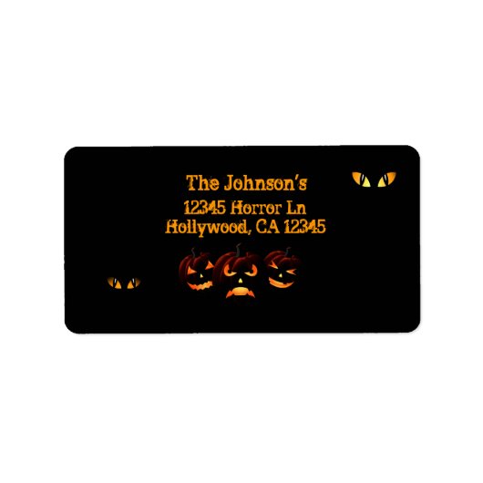 Beängstigender Jack o'lantern und Augen: Adressaufkleber (Vorne)