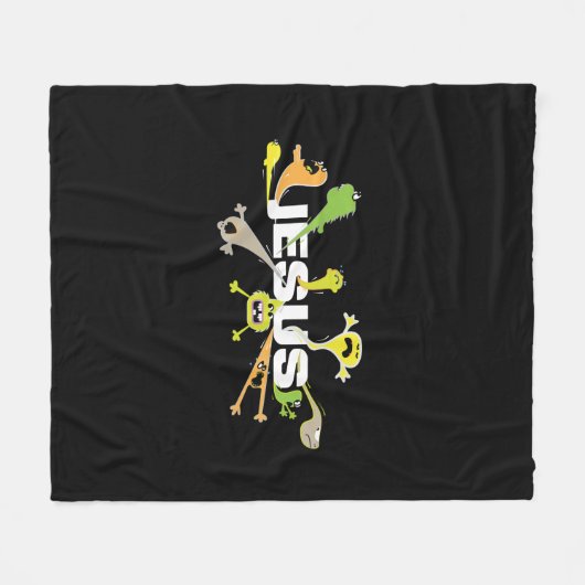 Beängstigender Jesus Fleecedecke (Vorderseite (Horizontal))