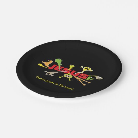 Beängstigender Jesus Pappteller (Schrägansicht)