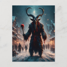 Beängstigender Krampus Weihnachts-Horror Postkarte