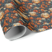 Beängstigender Kürbis und Blume02 Geschenkpapier (Rolleneckpunkt)