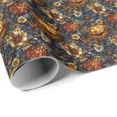 Beängstigender Kürbis und Blume03 Geschenkpapier (Rolleneckpunkt)