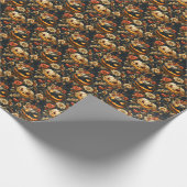 Beängstigender Kürbis und Blume Geschenkpapier (Ecke)