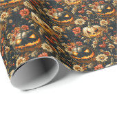 Beängstigender Kürbis und Blume Geschenkpapier (Rolleneckpunkt)