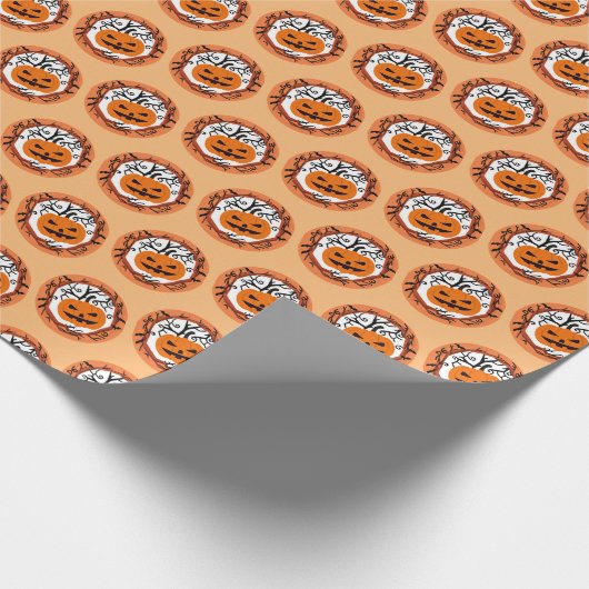 Beängstigender Kürbisklotz Geschenkpapier (Ecke)