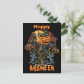 Beängstigender Kürkenkürbis Halloween Scarecrow Postkarte (Stehend Vorderseite)