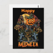 Beängstigender Kürkenkürbis Halloween Scarecrow Postkarte (Vorne/Hinten)