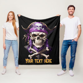 Beängstigender Lila Piratenschädel und Kreuzknoche Fleecedecke