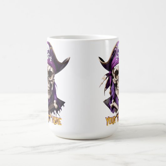 Beängstigender Lila Piratenschädel und Kreuzknoche Kaffeetasse (Mittel)