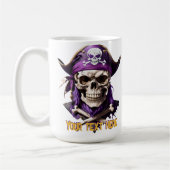 Beängstigender Lila Piratenschädel und Kreuzknoche Kaffeetasse (Links)