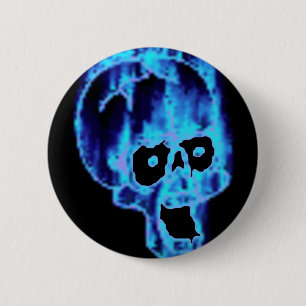 Beängstigender lodernder blauer button
