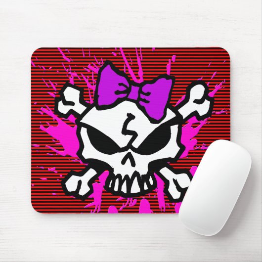 BEÄNGSTIGENDER MÄDCHEN-SCHÄDEL MIT SPRITZERN MOUSEPAD (Mit Mouse)