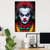Beängstigender männlicher Clown | AI Art Poster (Heimbüro)