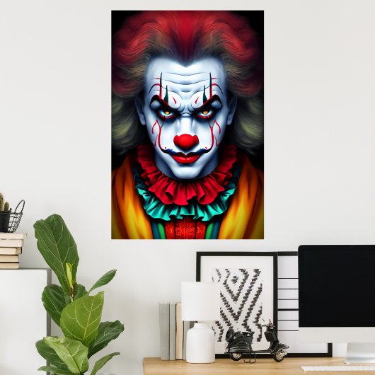 Beängstigender männlicher Clown | AI Art Poster (Heimbüro)