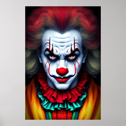 Beängstigender männlicher Clown | AI Art Poster (Vorne)