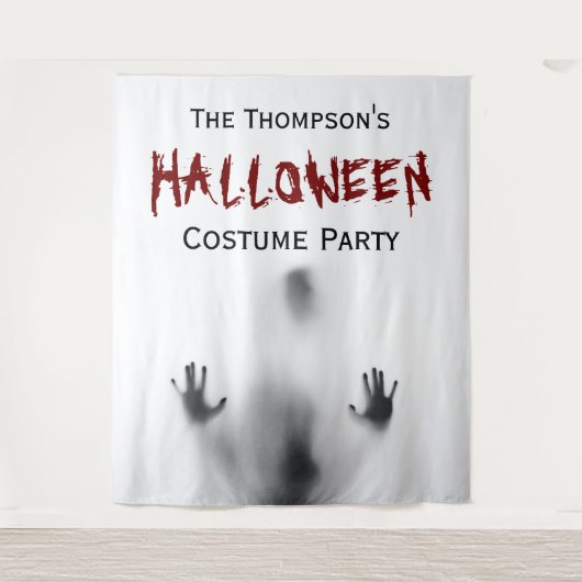 Beängstigender, moderner, blutiger Halloween-Party Wandteppich (Vorderseite)