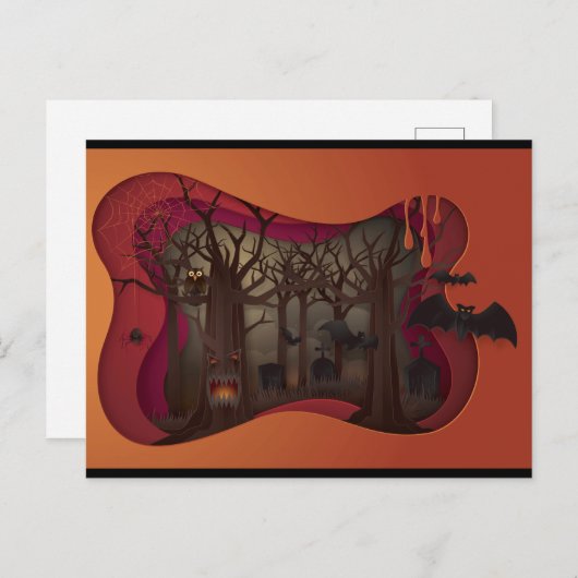 Beängstigender Paferschnitt-Baum im Friedhof Postkarte (Vorne/Hinten)