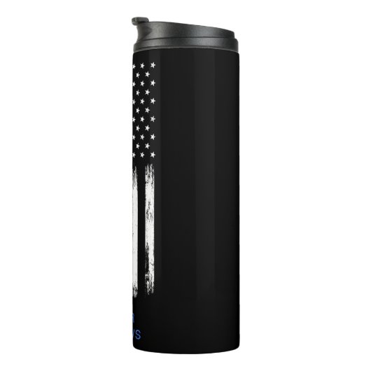 Beängstigender Polizeikaffee mit dünner blauer Lin Thermosbecher (Nach rechts gedreht)