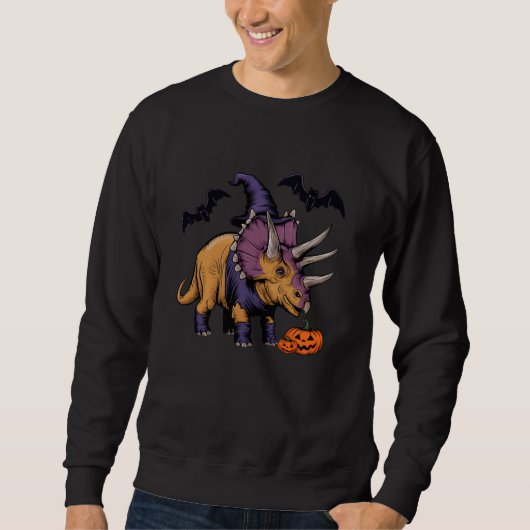 Beängstigender Pumpkin Bat Hexentriceratops Dinosa Sweatshirt (Vorderseite)