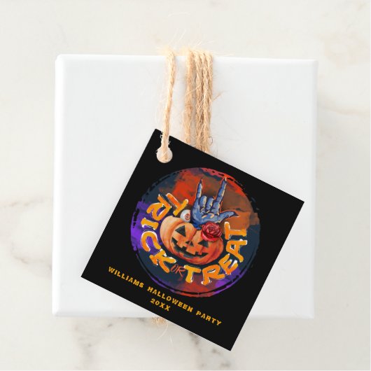 Beängstigender Pumpkin-Trick oder Treat-Halloween- Geschenkanhänger (Beispiel)