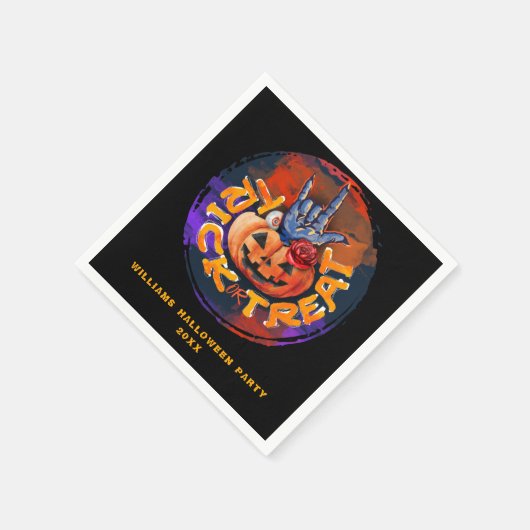 Beängstigender Pumpkin-Trick oder Treat-Halloween- Serviette (Ecke)