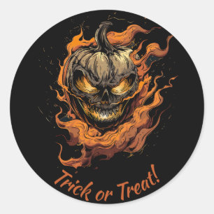 Beängstigender Pumpkinhead Trick oder Treat Runder Aufkleber