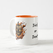 Beängstigender Pumpkinhead Trick oder Treat Zweifarbige Tasse (Vorderseite Links)