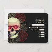 Beängstigender rötlich-blumiger dunkelgotischer Sc RSVP Karte (Vorderseite)